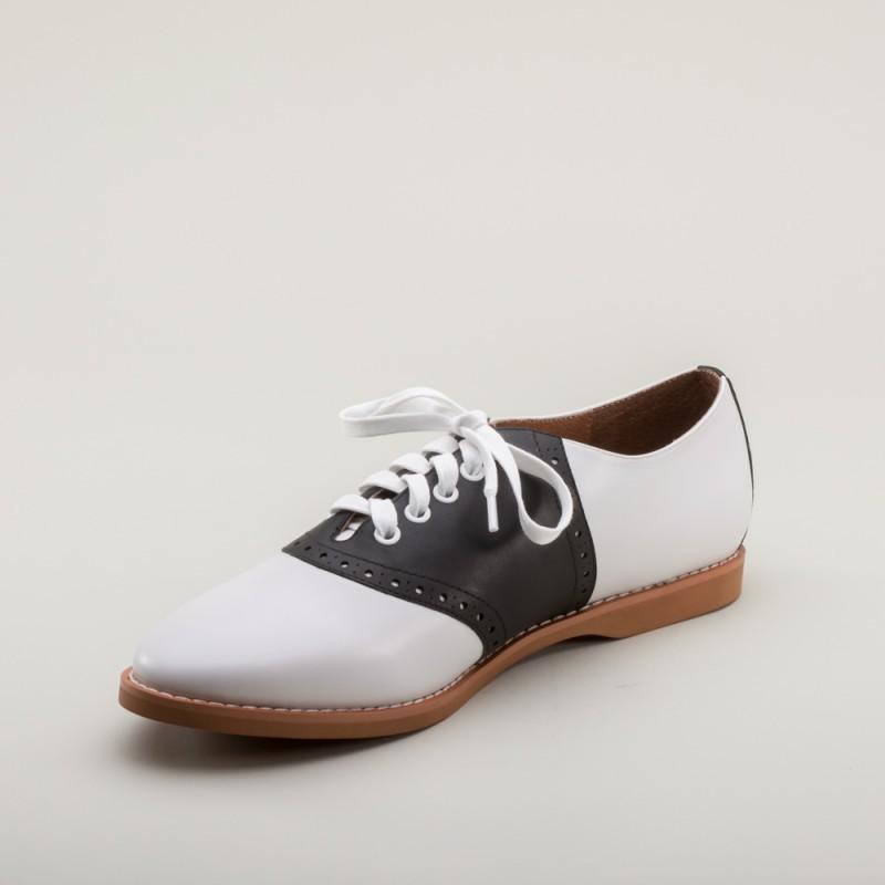 Susie Classic Saddle Shoes in Black/White by Royal Vintage Shoes