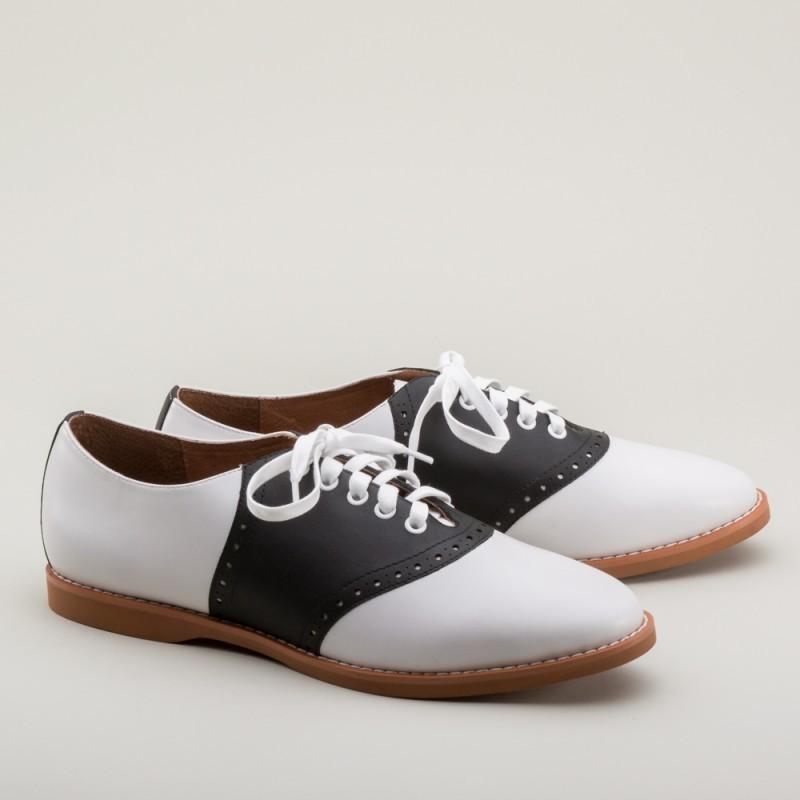 Susie Classic Saddle Shoes in Black/White by Royal Vintage Shoes