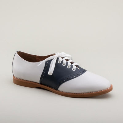 Susie Classic Saddle Shoes in Blue/White by Royal Vintage Shoes