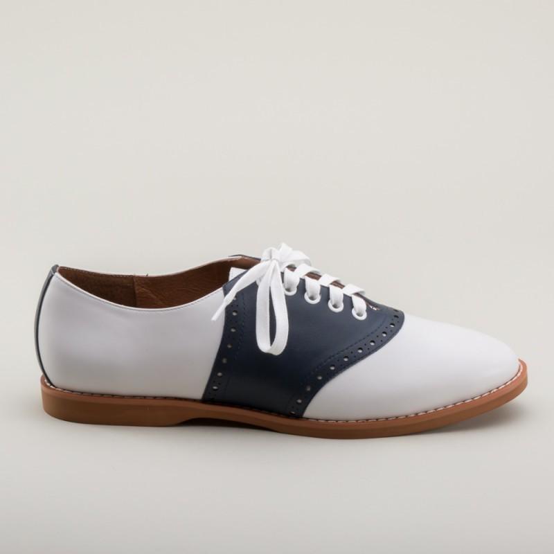 Susie Classic Saddle Shoes in Blue/White by Royal Vintage Shoes