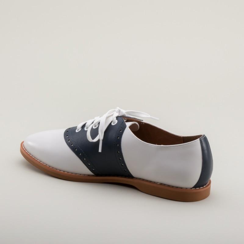 Susie Classic Saddle Shoes in Blue/White by Royal Vintage Shoes