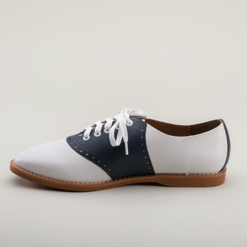 Susie Classic Saddle Shoes in Blue/White by Royal Vintage Shoes