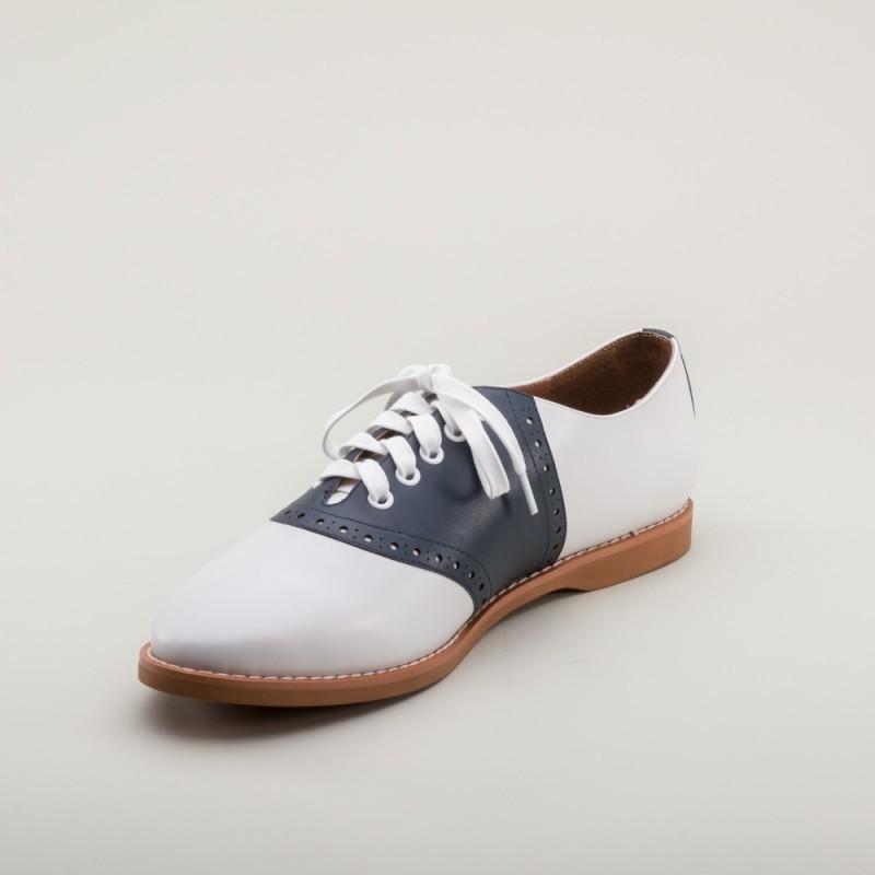 Susie Classic Saddle Shoes in Blue/White by Royal Vintage Shoes