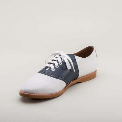 Susie Classic Saddle Shoes in Blue/White by Royal Vintage Shoes