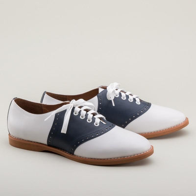 Susie Classic Saddle Shoes in Blue/White by Royal Vintage Shoes