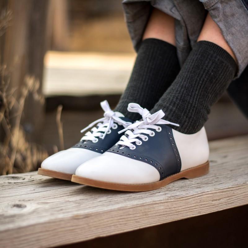 Susie Classic Saddle Shoes in Blue/White by Royal Vintage Shoes