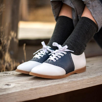 Susie Classic Saddle Shoes in Blue/White by Royal Vintage Shoes