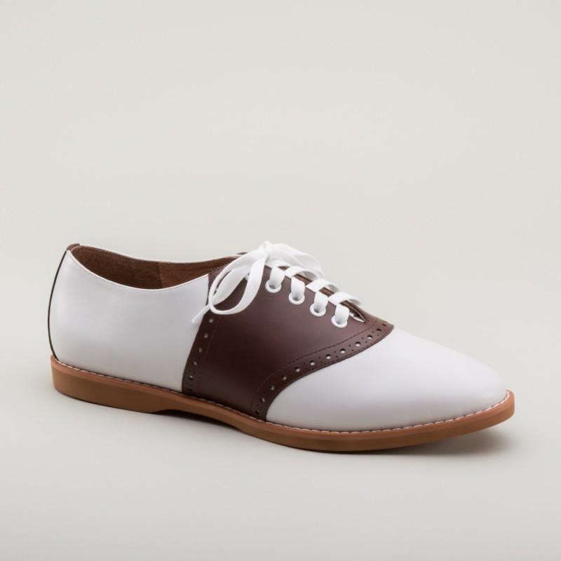 Susie Classic Saddle Shoes in Brown/White by Royal Vintage Shoes