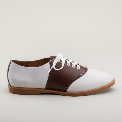 Susie Classic Saddle Shoes in Brown/White by Royal Vintage Shoes