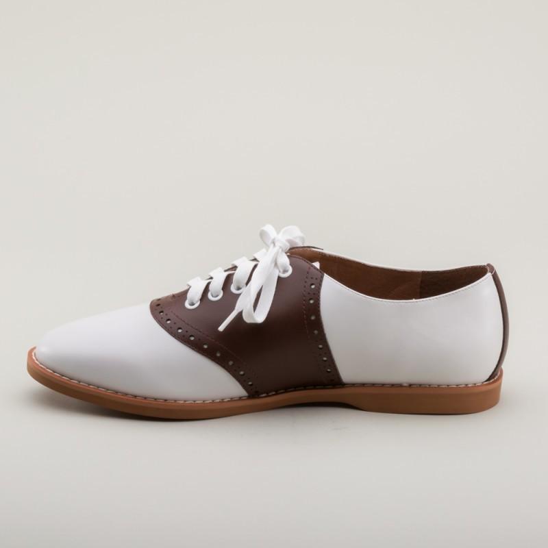 Susie Classic Saddle Shoes in Brown/White by Royal Vintage Shoes
