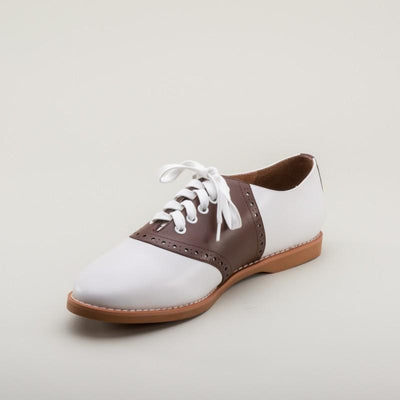 Susie Classic Saddle Shoes in Brown/White by Royal Vintage Shoes