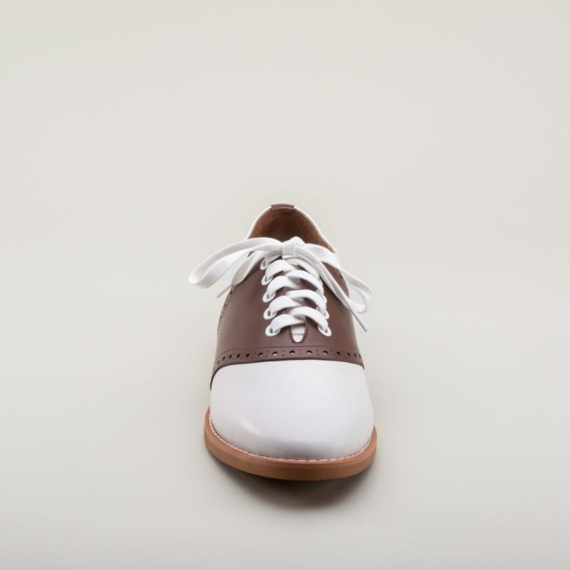 Susie Classic Saddle Shoes in Brown/White by Royal Vintage Shoes