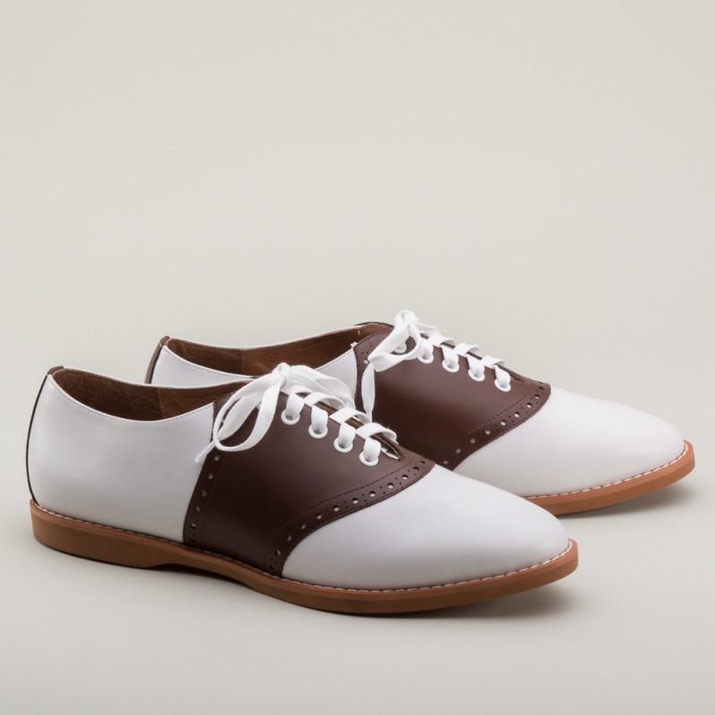 Susie Classic Saddle Shoes in Brown/White by Royal Vintage Shoes