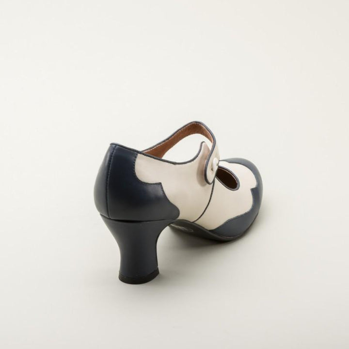 Lillian Retro Shoes in Navy-Ivory