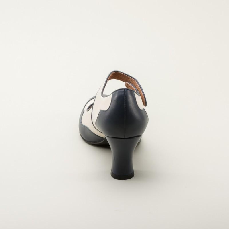 Lillian Retro Shoes in Navy-Ivory