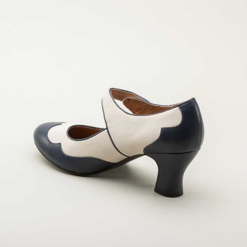 Lillian Retro Shoes in Navy-Ivory