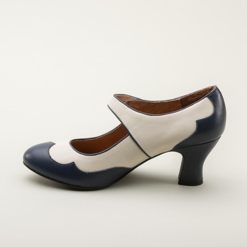Lillian Retro Shoes in Navy-Ivory
