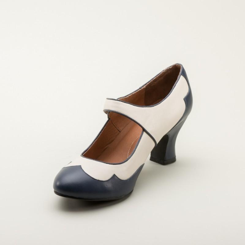 Lillian Retro Shoes in Navy-Ivory