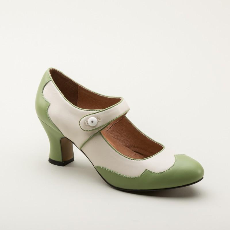 Lillian Retro Shoes in Sage/Ivory by Royal Vintage Shoes