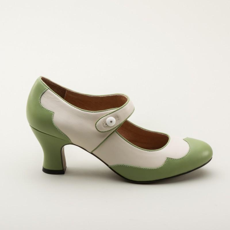 Lillian Retro Shoes in Sage/Ivory by Royal Vintage Shoes