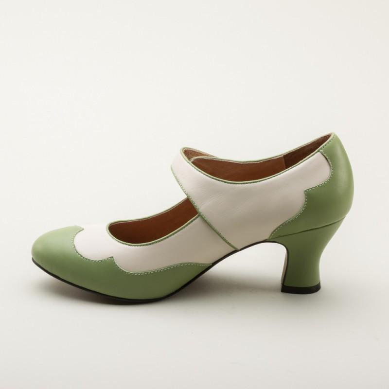 Lillian Retro Shoes in Sage/Ivory by Royal Vintage Shoes