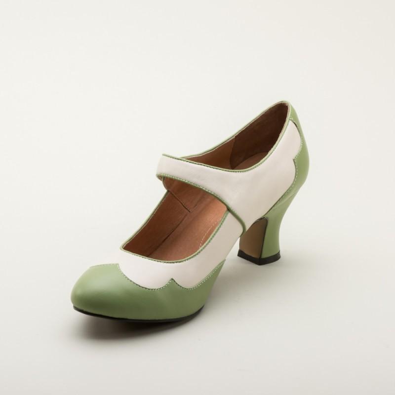 Lillian Retro Shoes in Sage/Ivory by Royal Vintage Shoes