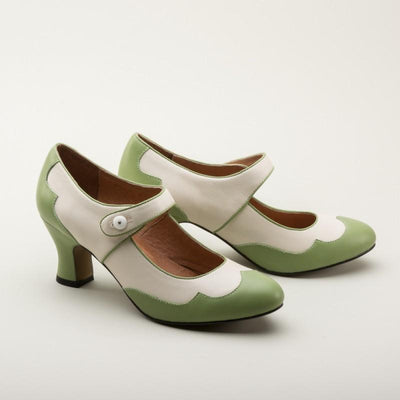 Lillian Retro Shoes in Sage/Ivory by Royal Vintage Shoes