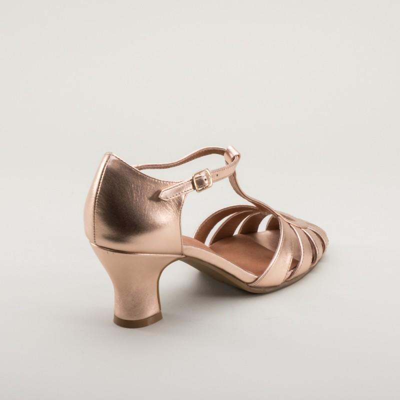 Eve Art Deco Sandals in Rose Gold by Royal Vintage Shoes