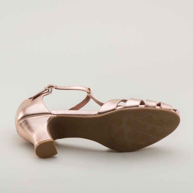 Eve Art Deco Sandals in Rose Gold by Royal Vintage Shoes