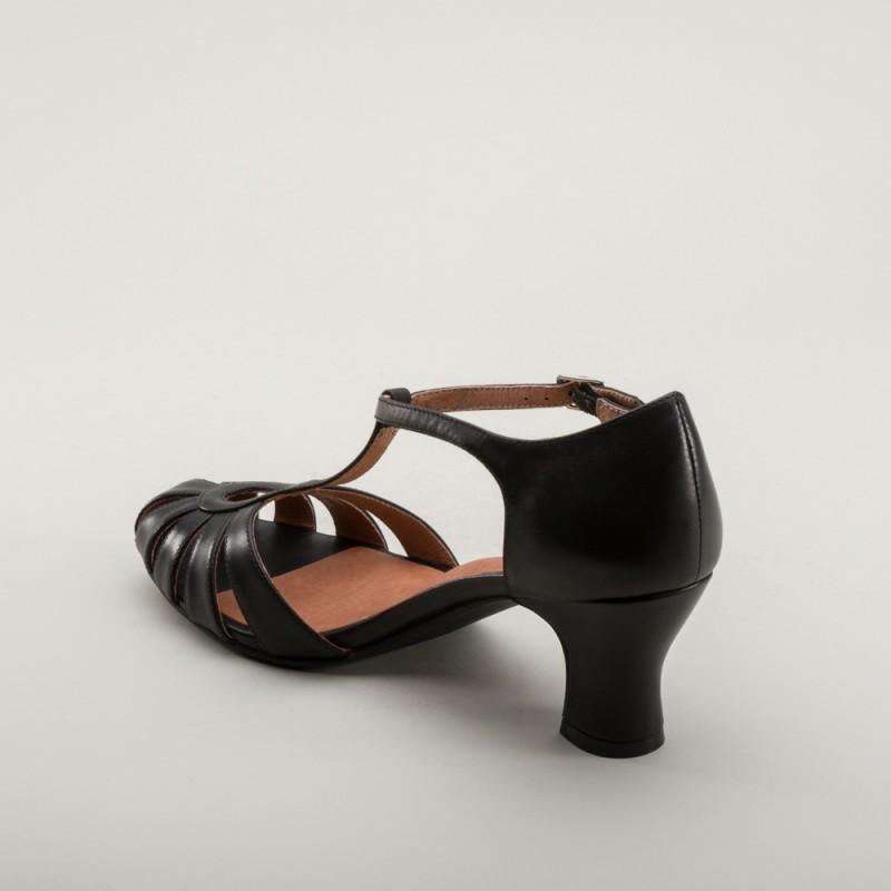 Eve Art Deco Sandals in Black by Royal Vintage Shoes