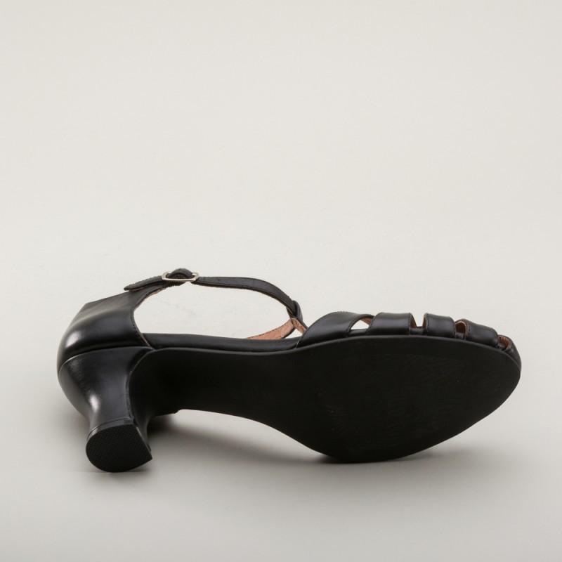 Eve Art Deco Sandals in Black by Royal Vintage Shoes