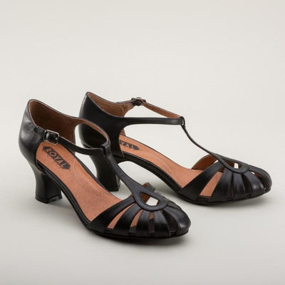 Eve Art Deco Sandals in Black by Royal Vintage Shoes