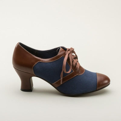 Evelyn Retro Oxfords in Navy/Brown by Royal Vintage Shoes