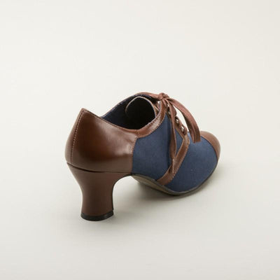 Evelyn Retro Oxfords in Navy/Brown by Royal Vintage Shoes