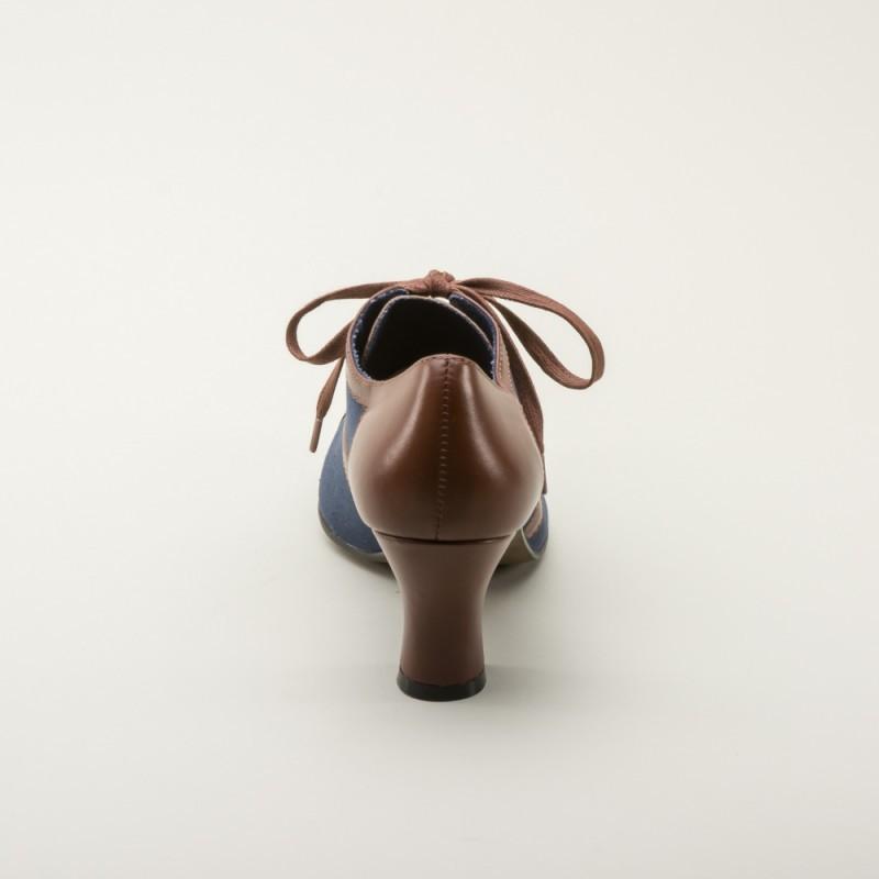 Evelyn Retro Oxfords in Navy/Brown by Royal Vintage Shoes