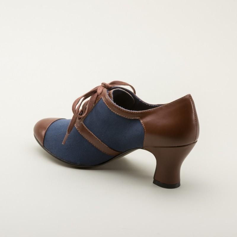 Evelyn Retro Oxfords in Navy/Brown by Royal Vintage Shoes