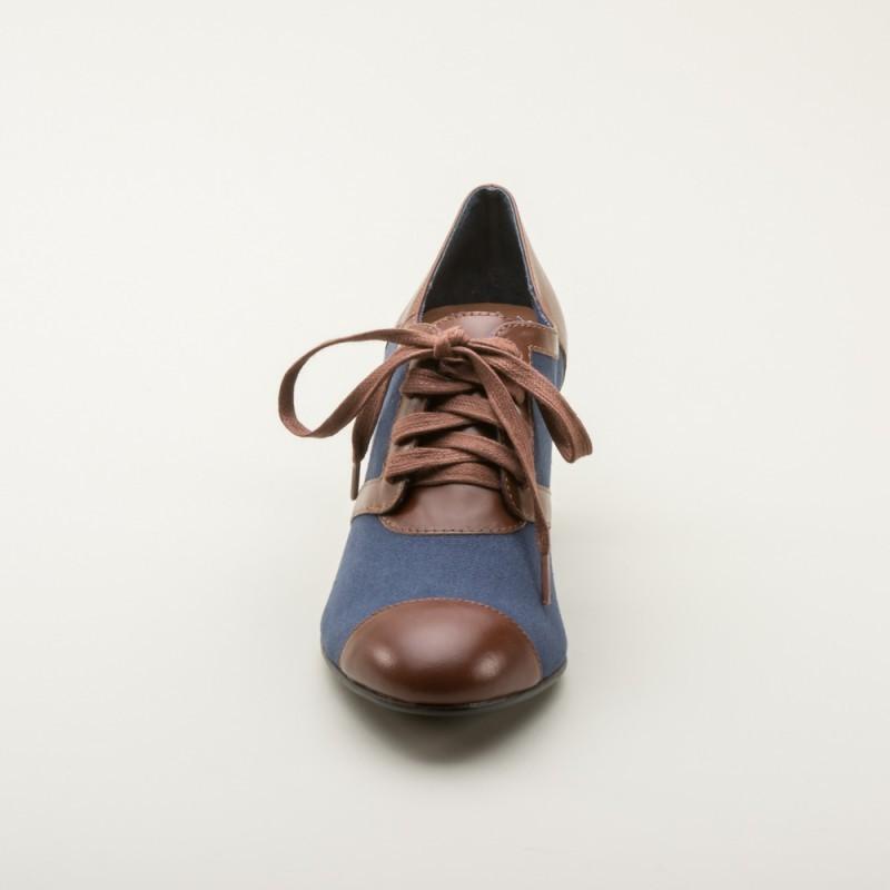 Evelyn Retro Oxfords in Navy/Brown by Royal Vintage Shoes