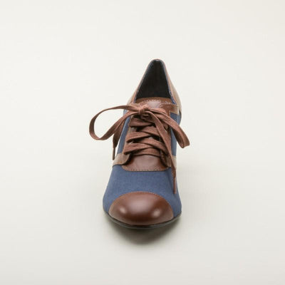 Evelyn Retro Oxfords in Navy/Brown by Royal Vintage Shoes