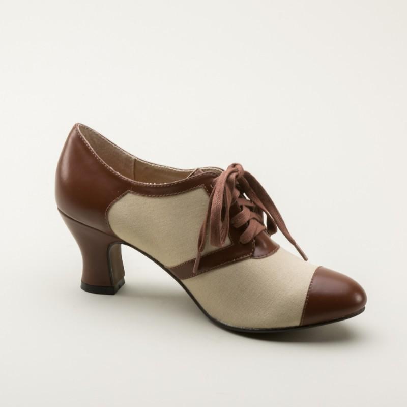Evelyn Retro Oxfords in Tan/Brown by Royal Vintage Shoes