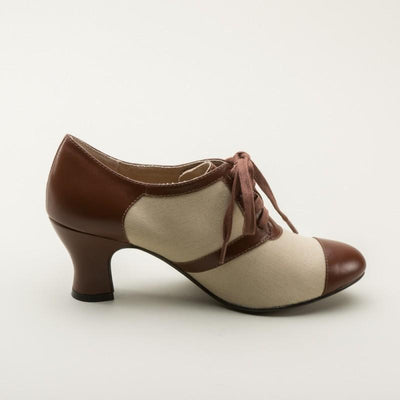 Evelyn Retro Oxfords in Tan/Brown by Royal Vintage Shoes