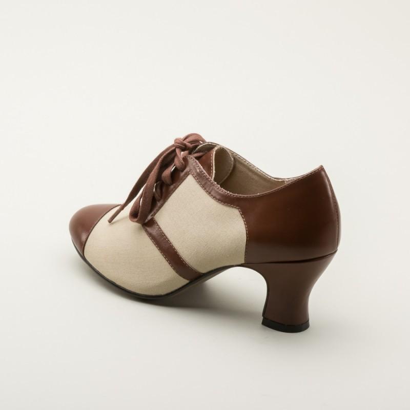 Evelyn Retro Oxfords in Tan/Brown by Royal Vintage Shoes