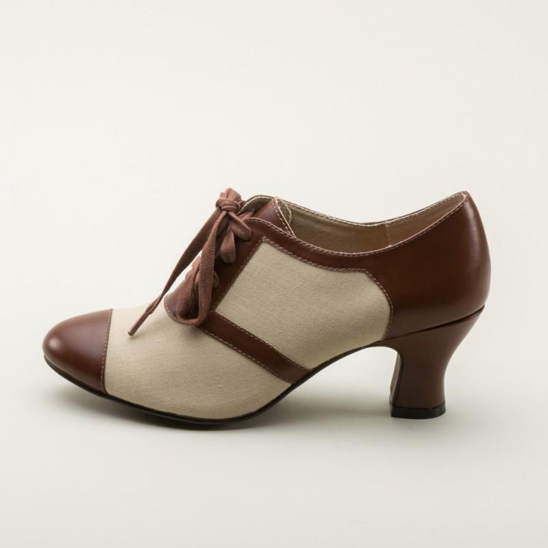 Evelyn Retro Oxfords in Tan/Brown by Royal Vintage Shoes