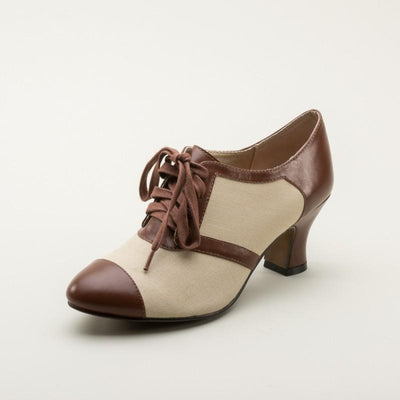 Evelyn Retro Oxfords in Tan/Brown by Royal Vintage Shoes