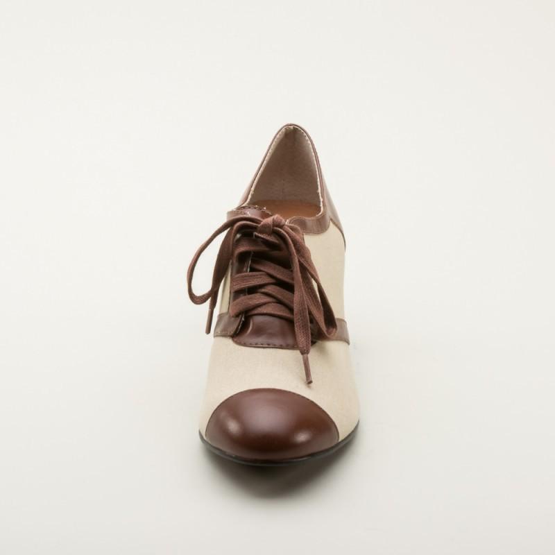 Evelyn Retro Oxfords in Tan/Brown by Royal Vintage Shoes