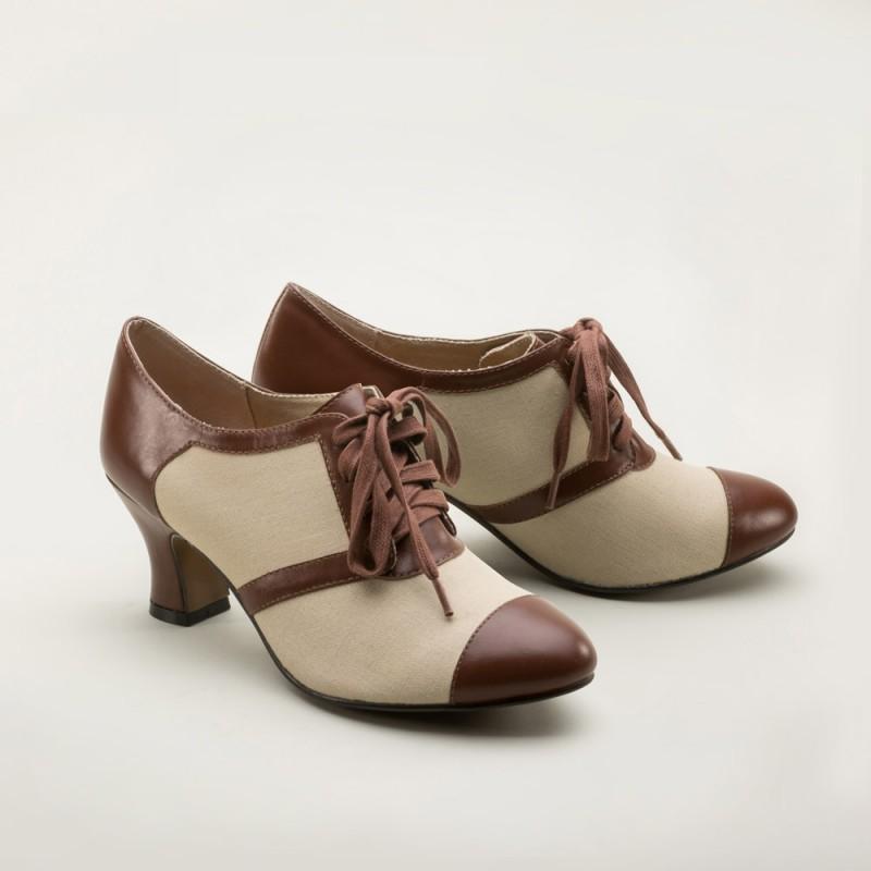 Evelyn Retro Oxfords in Tan/Brown by Royal Vintage Shoes