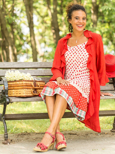 Anna Romantic Long Cover-Up in Red by April Cornell
