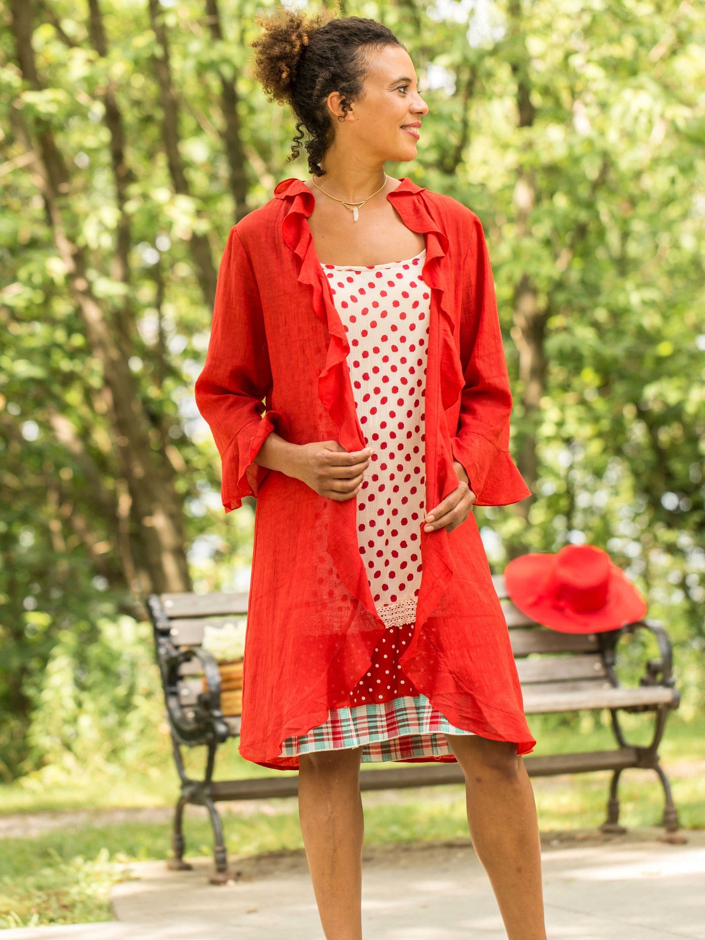 Anna Romantic Long Cover-Up in Red by April Cornell