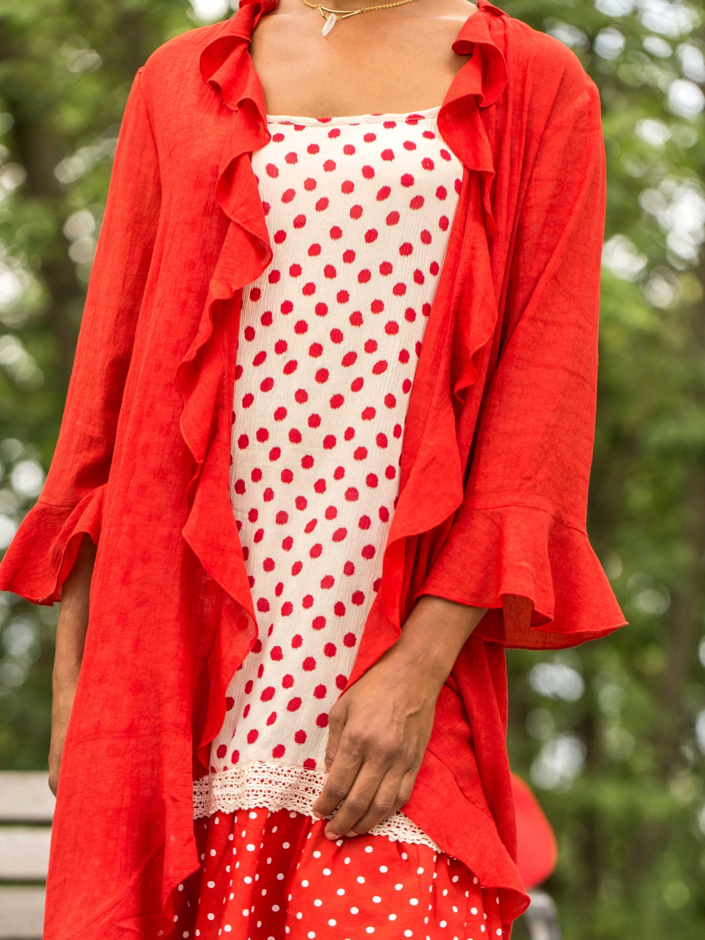 Anna Romantic Long Cover-Up in Red | April Cornell - SOLD OUT