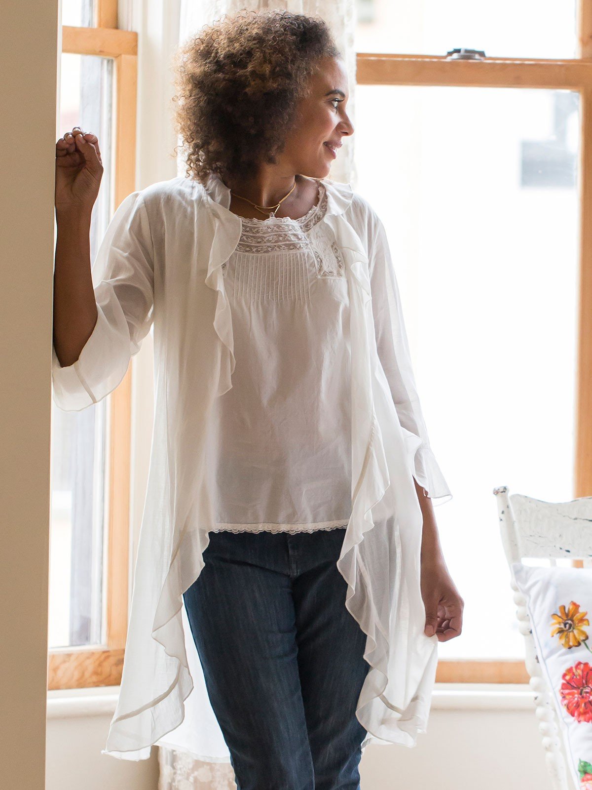 Anna Romantic Long Cover-Up in White by April Cornell
