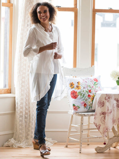 Anna Romantic Long Cover-Up in White | April Cornell - SALE